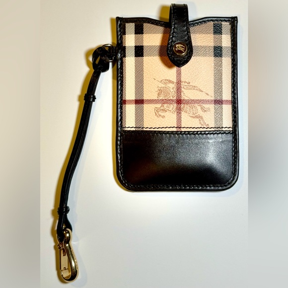 Burberry Black Haymarket Check Coated Canvas and Leather Brit Phone Case - Picture 3 of 6